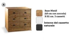 Base Per Libreria Con 3 Cassetti Bianco